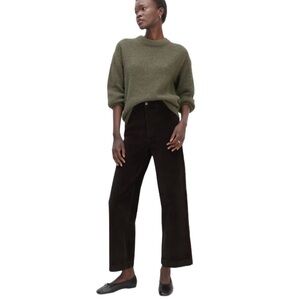 NEW EVERLANE The Corduroy Wide-Leg Pant High Rise in Black Size 8